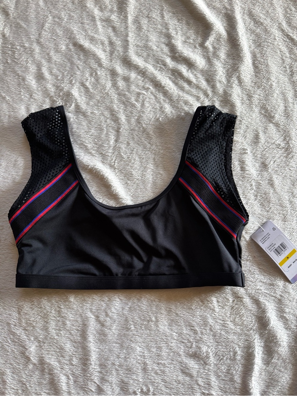 Speedo Black Mesh Anthracite Top NWT M Swim Workout